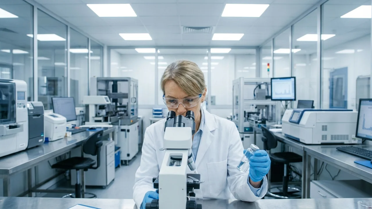 Naukowiec w laboratorium podczas procesu certyfikacji produktów leczniczych