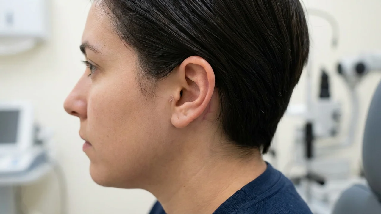 Profil pacjenta po zabiegu korekcji odstających uszu — efekt otoplastyki