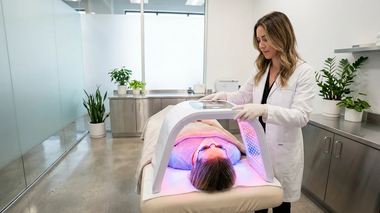 Nowoczesne urządzenia kosmetologiczne LED w profesjonalnym gabinecie medycyny estetycznej