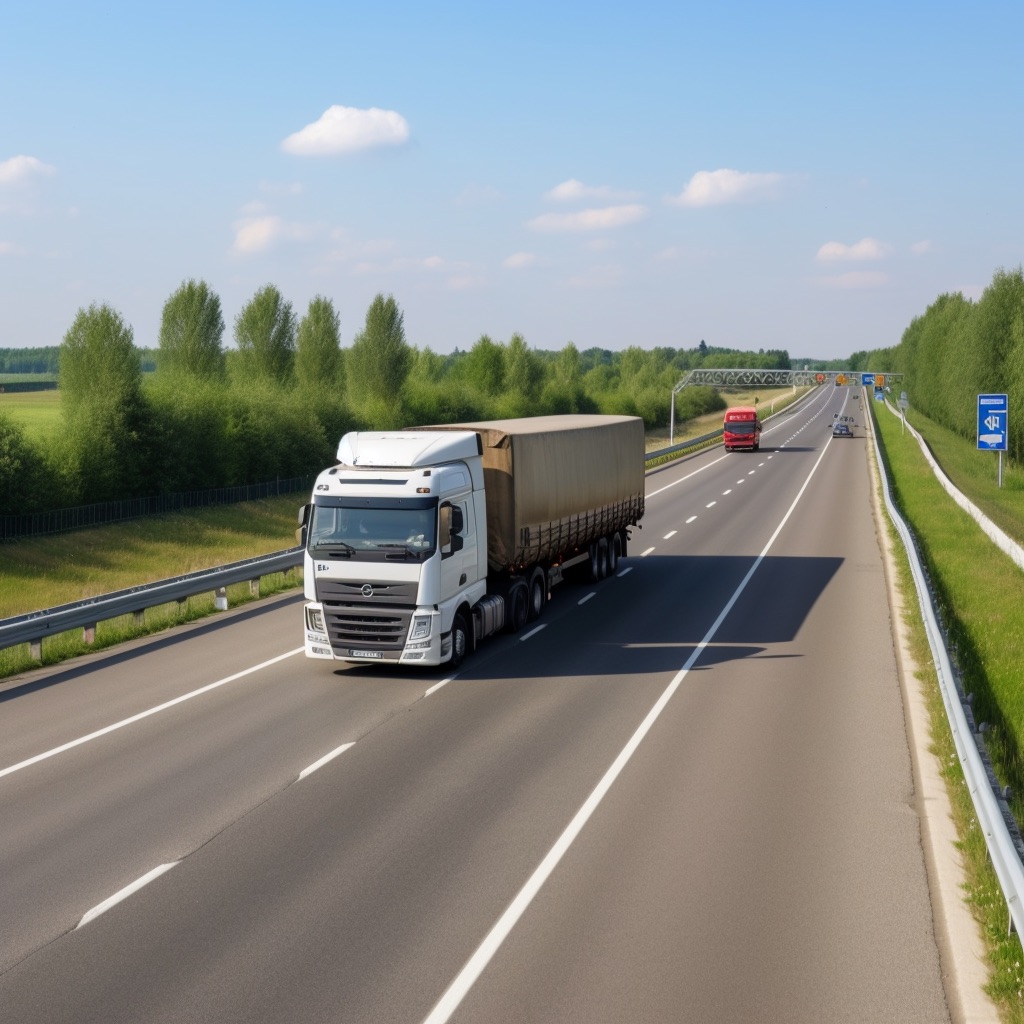 Transport farmaceutyczny — ciężarówka z lekami na autostradzie