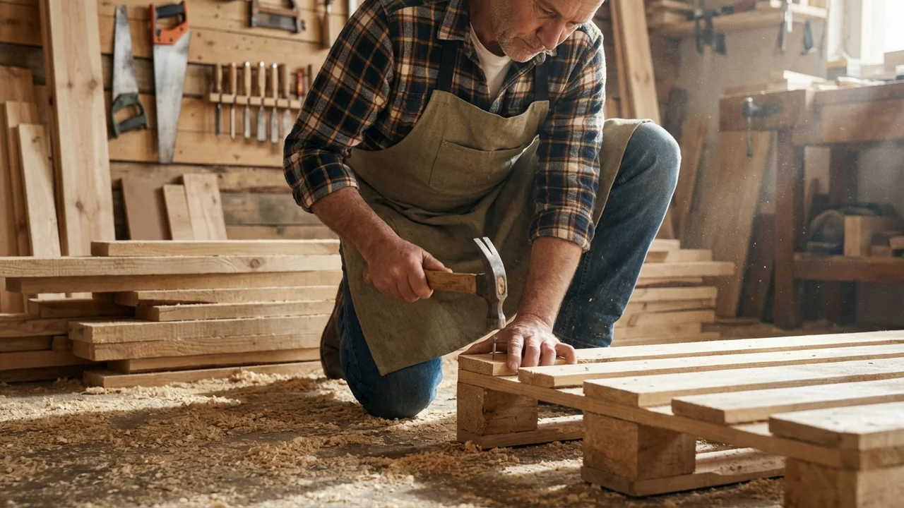Produkcja palet drewnianych w zakładzie stolarskim — obróbka i montaż