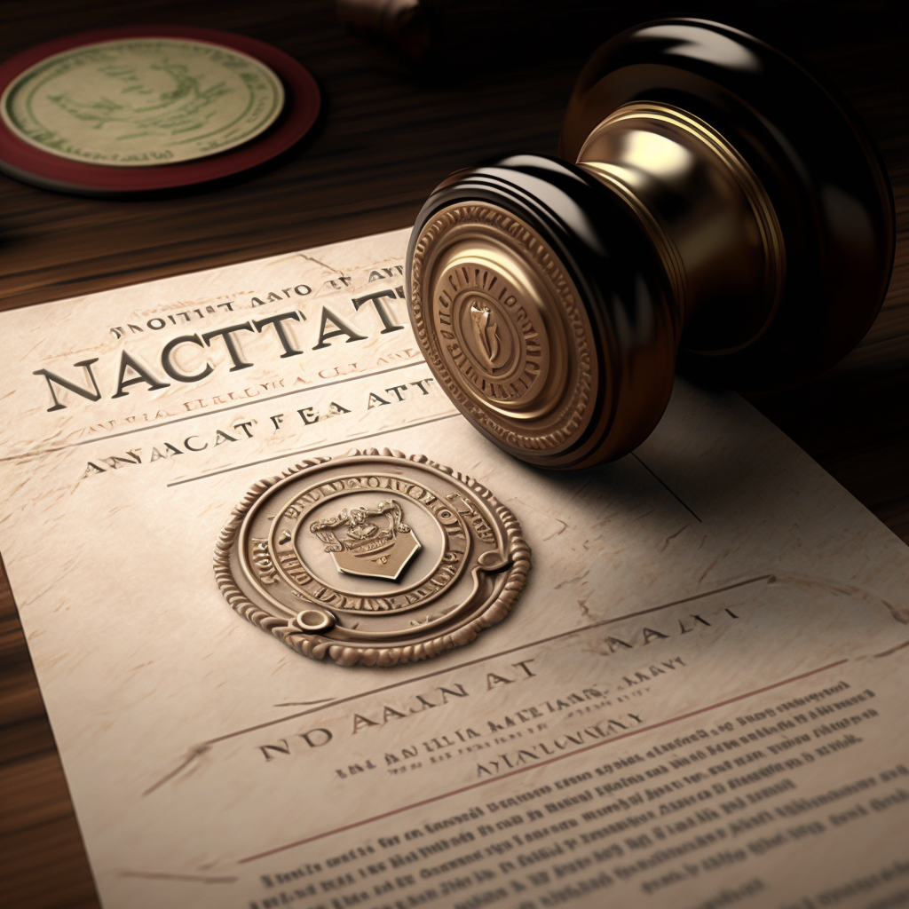 pieczęć leżąca na dokumencie notarialnym